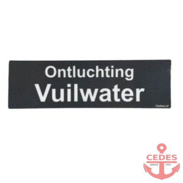 Sticker ontluchting vuilwater 10x3cm